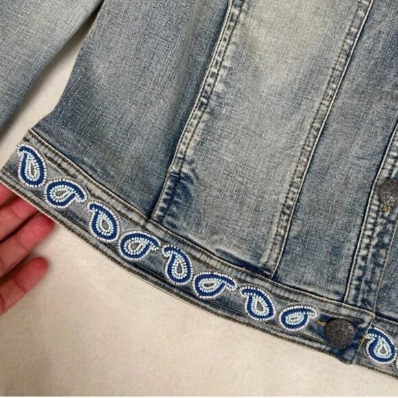 Scully Beaded Jean Jacket Medium Southwest Western - Picture 8 of 15